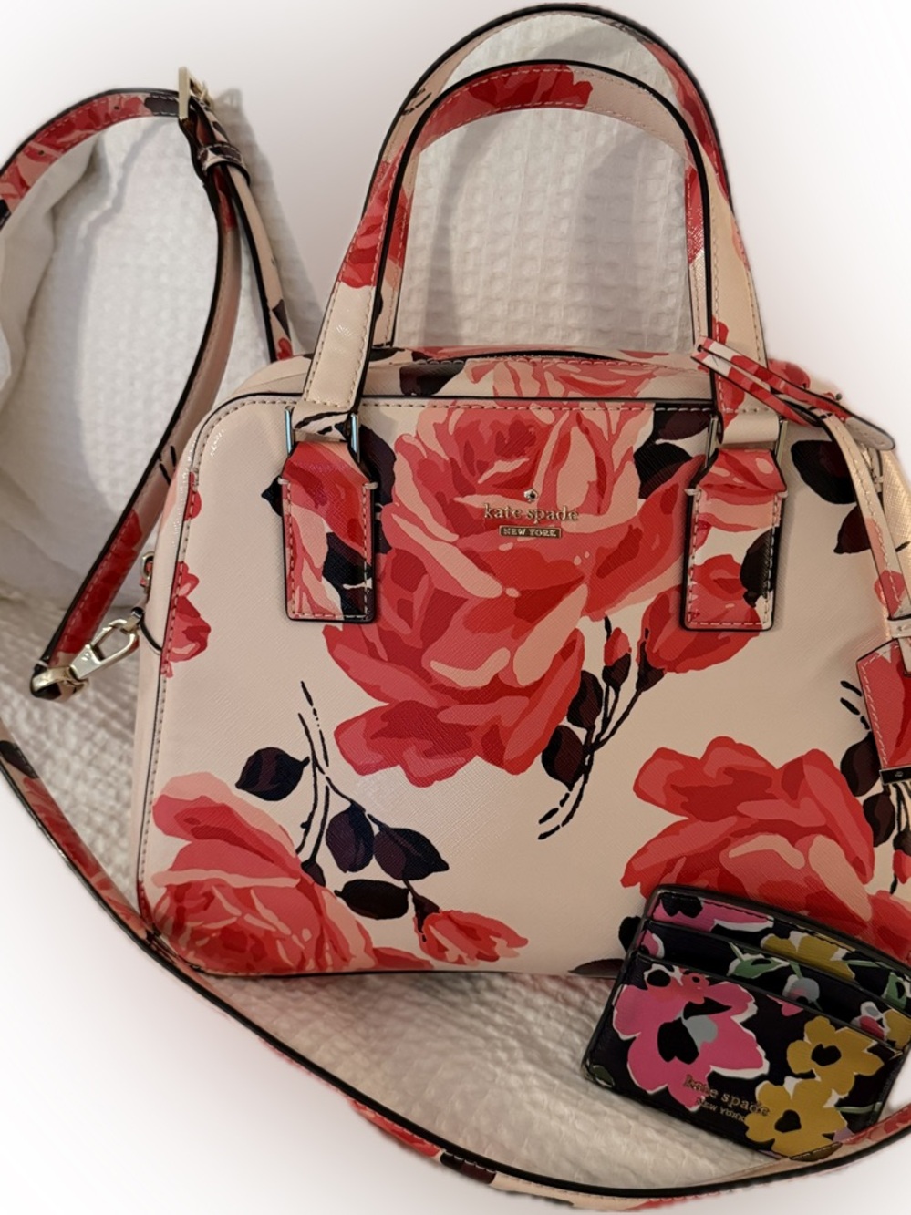 KATE SPADE floral satchel -Crossbody and cardholder bundle